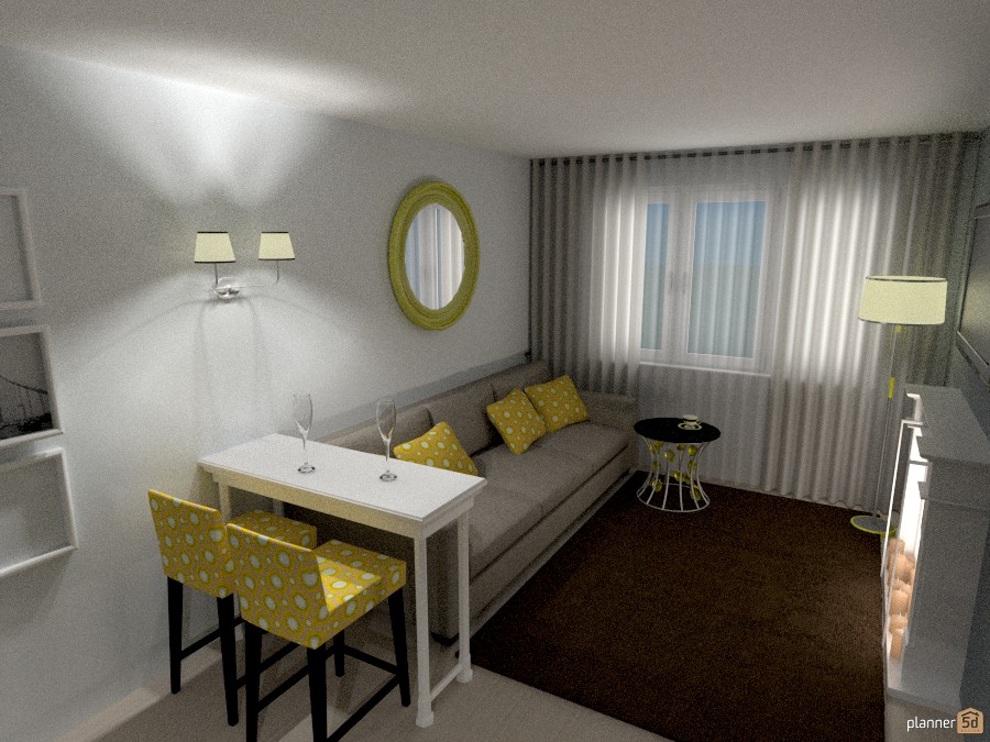 Гостиная с каминным порталом и барной стойкой #740252 by Алиса в Зазеркалье