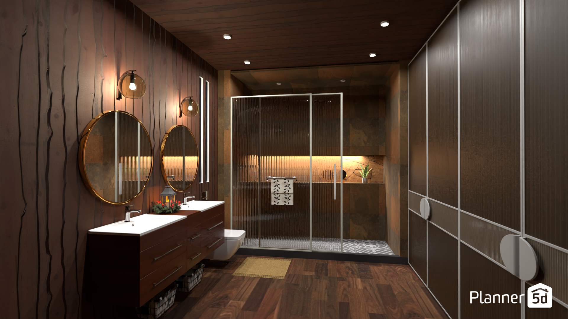 Baño en madera y piedra #19073216 by MariaCris