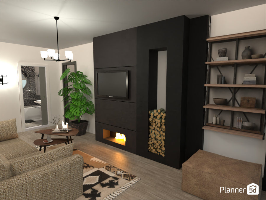 Three Story Modern House: Fireplace #7388814 by Moonface