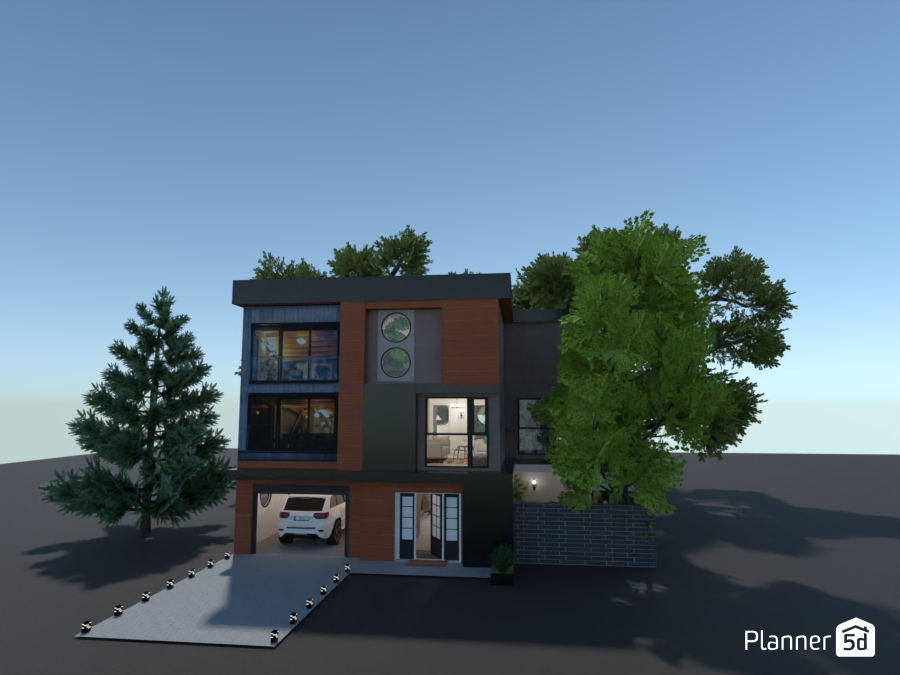 Three Story Modern House: Front 7473614 by Moonface image