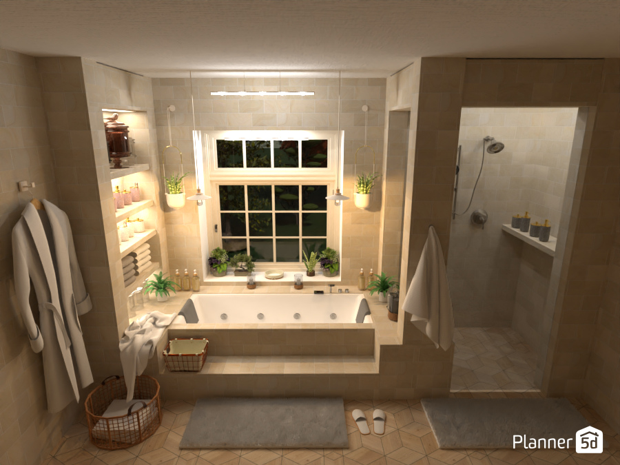 bathroom in blonde sandstone #13339455 by Anna Laros