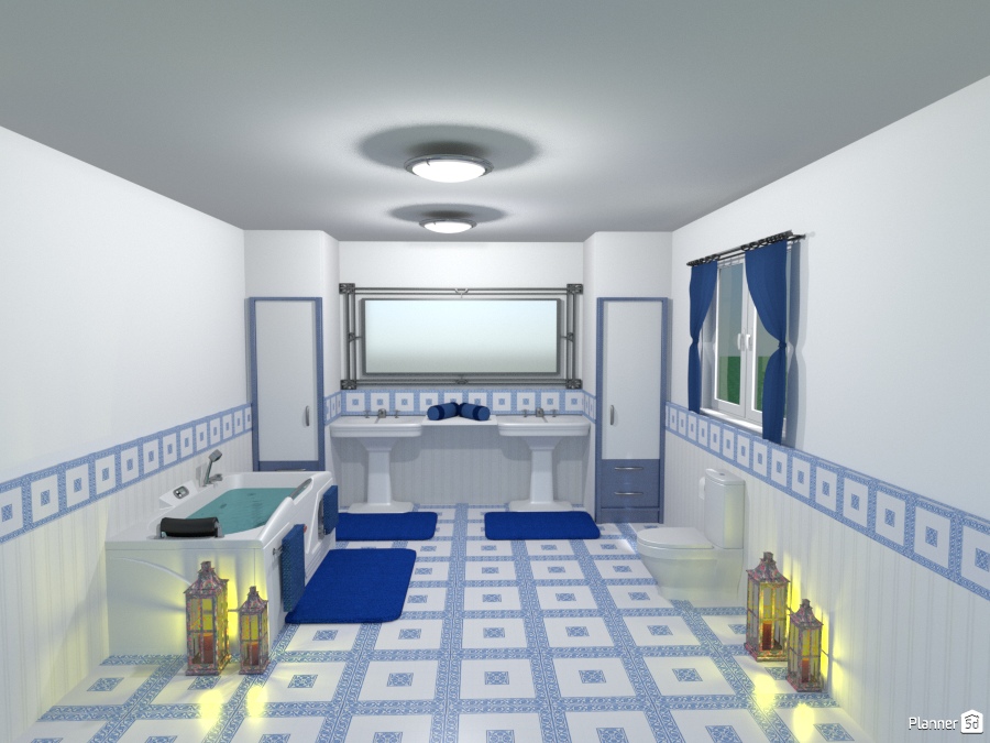 blue n white tile bath 1354116 by Joy Suiter image