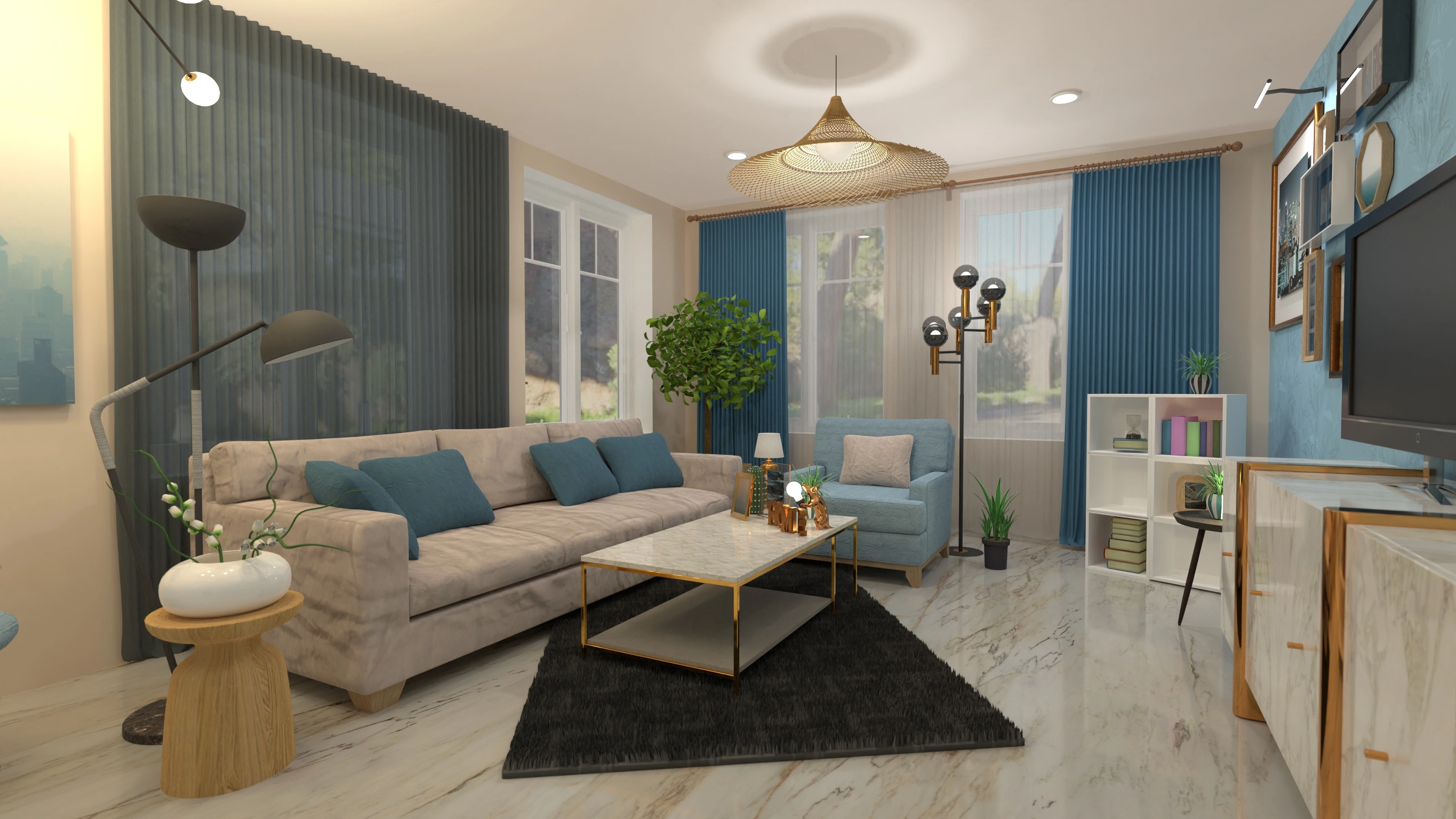 Blue-den Living Room #3110372 by Ay.ha Irfan