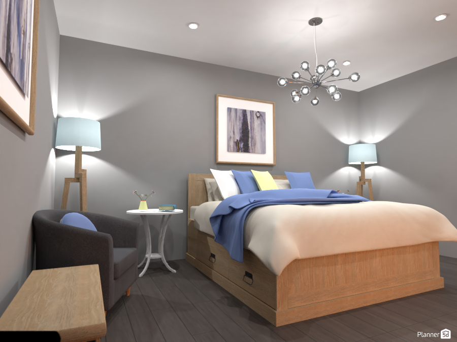 Blue and Yellow Bedroom #5851293 by Doggy