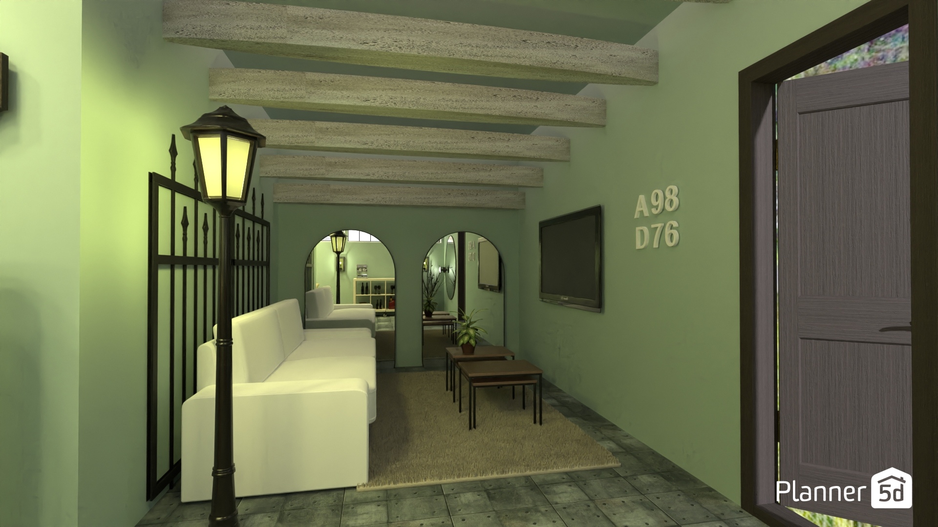 Ritmo arquitectónico: salón enmarcado por arcos y luz cálida #34229512 by Yolanda Infante Garrido