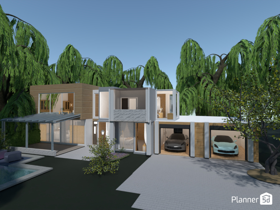 Modern, Two Story Forest House #9772496 Por S.D