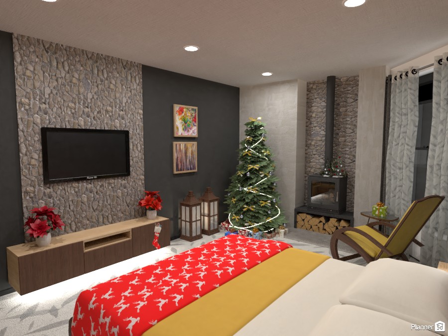 modern bedroom with fireplace 3828931 by Didi image