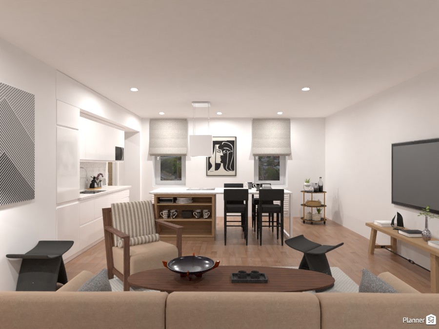 City apartment with scandi style - living room with kitchen #4655671 by Lucija Marko