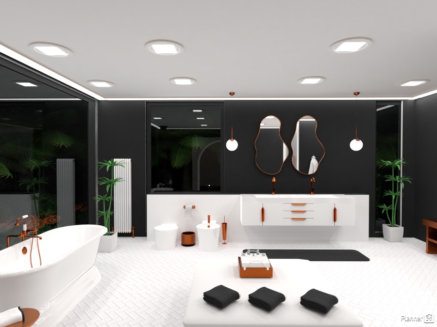 Bronze white and black modern bathroom 4441279 by Seray Ençetin image