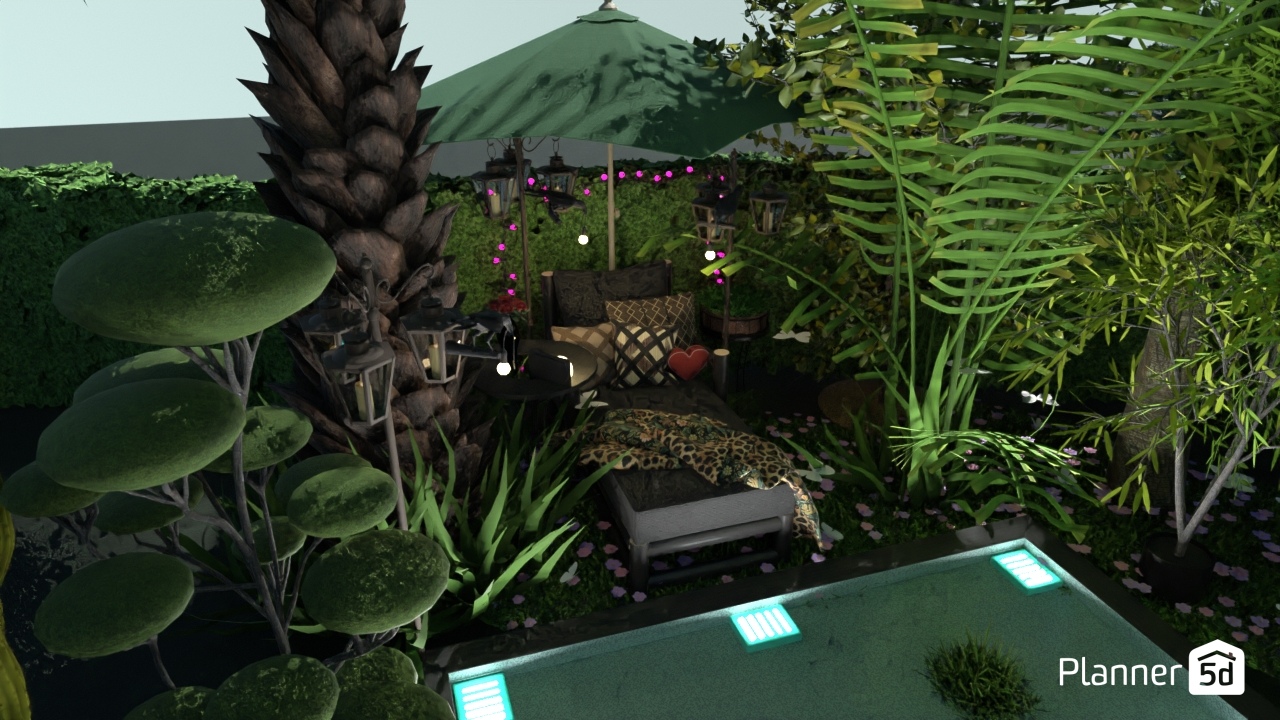 Sun Lounger at the end of Garden Pool #30906832 by ShakaLakaDeAlpaka