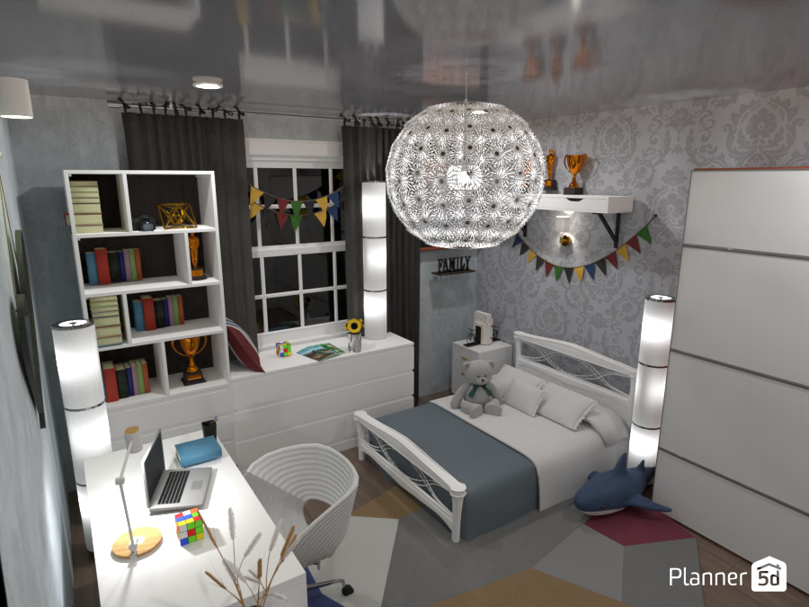 3D Children's bedroom with study area 9464936 by ABs Design Space image