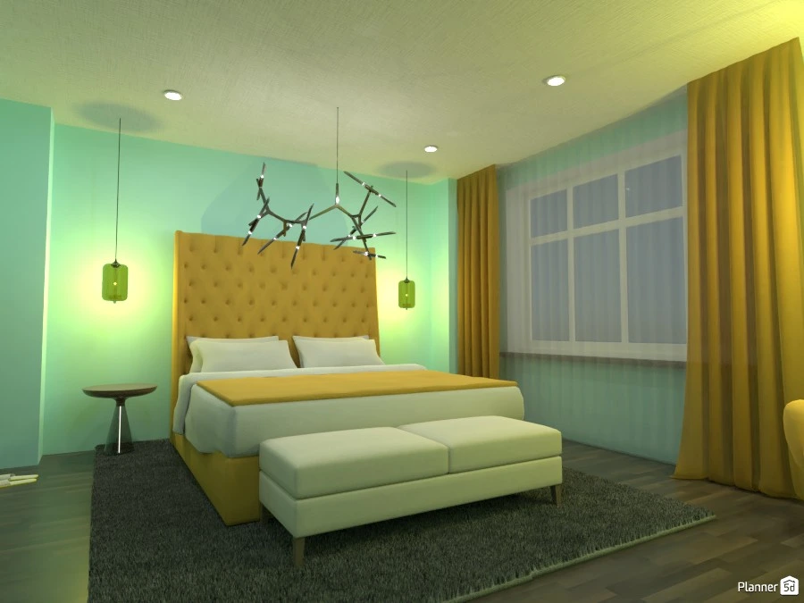 Blue and Yellow Bedroom #3044088 by Doggy