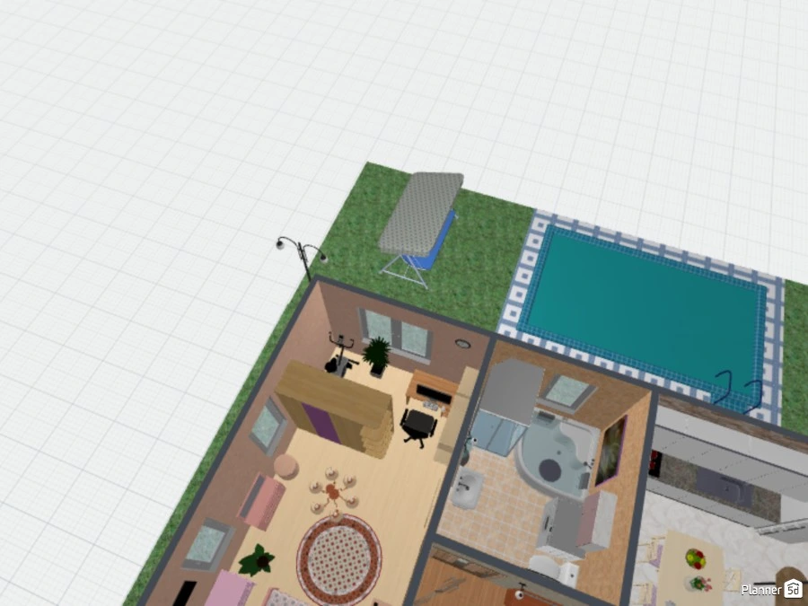 Небольшой уютный дом с камином и бассейном - Free Online Design | 3D ...