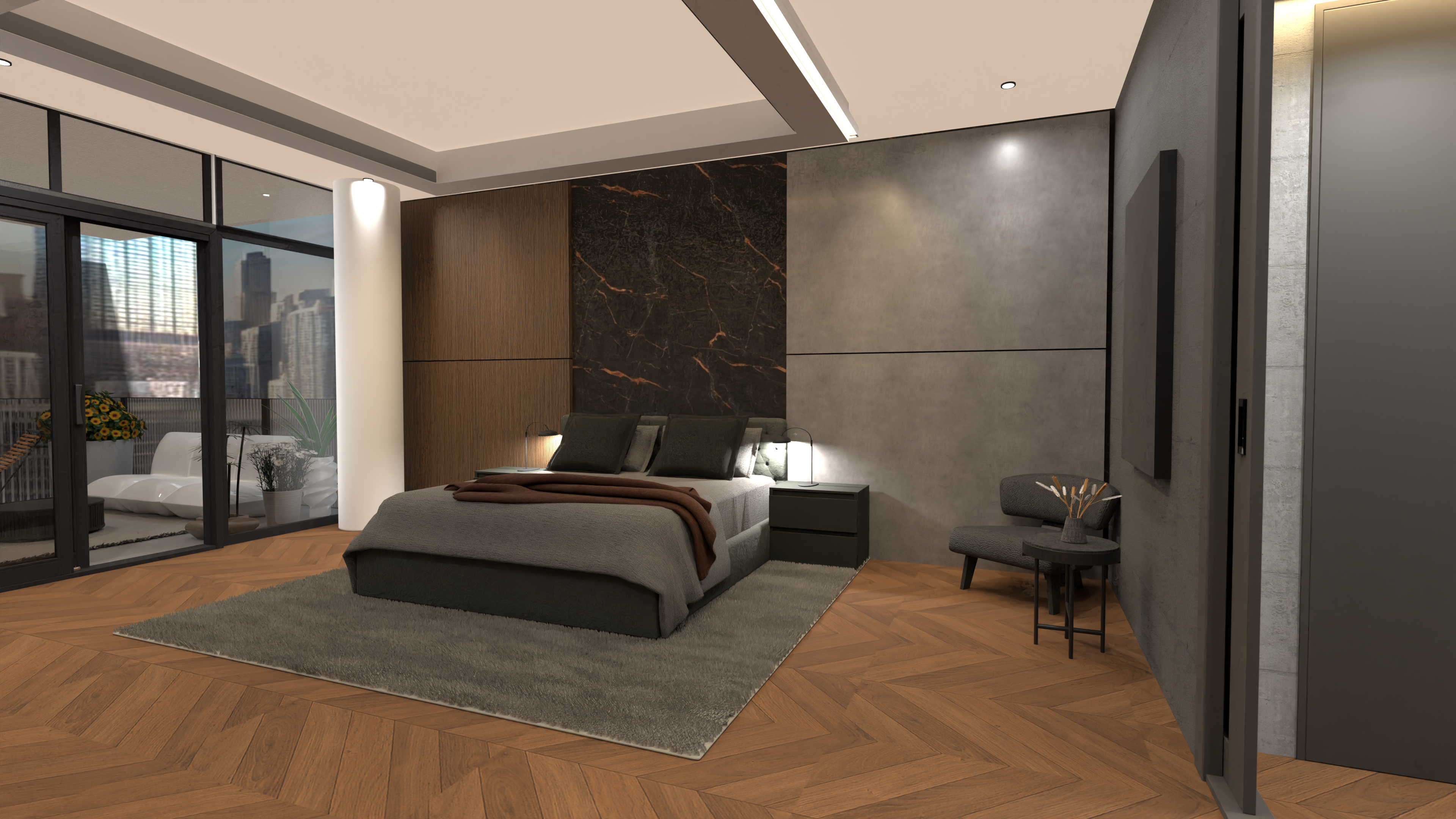 primary concrete wood bedroom #21409126 by Michel