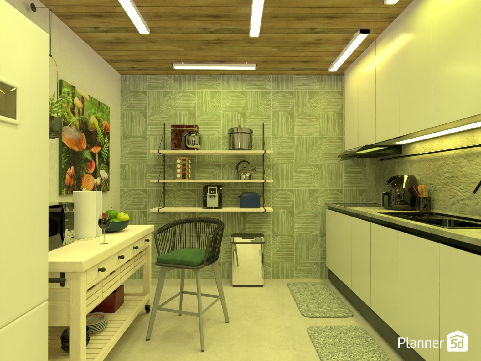 cocina en verde, piedra y madera #30633324 by Yolanda Infante Garrido