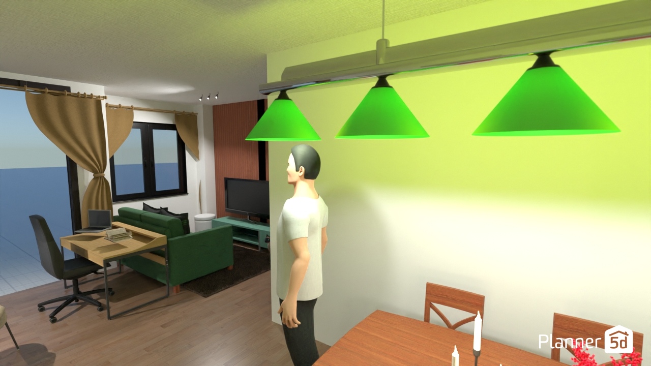 sala estendida com home office #22302598 by JOANA DARC PAES