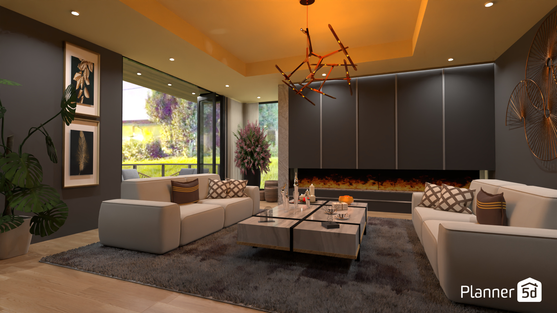 Living room with fireplace #17013003 by MariaCris