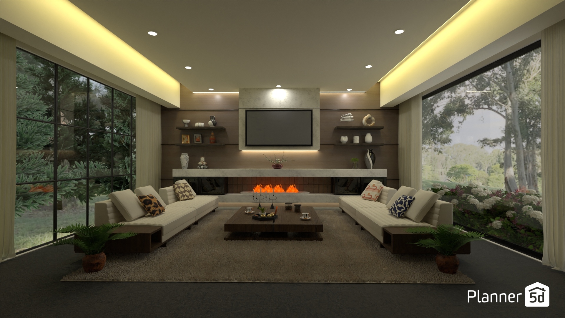 Sala con chimenea moderna #26604792 by MariaCris