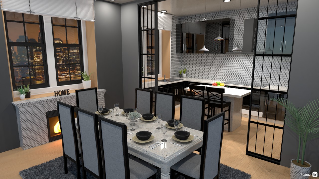 Cocina con barra y comedor (n) #4296133 by Hall Pat