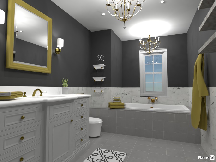 Black, White and Gold bathroom! #4885603 by Doggy