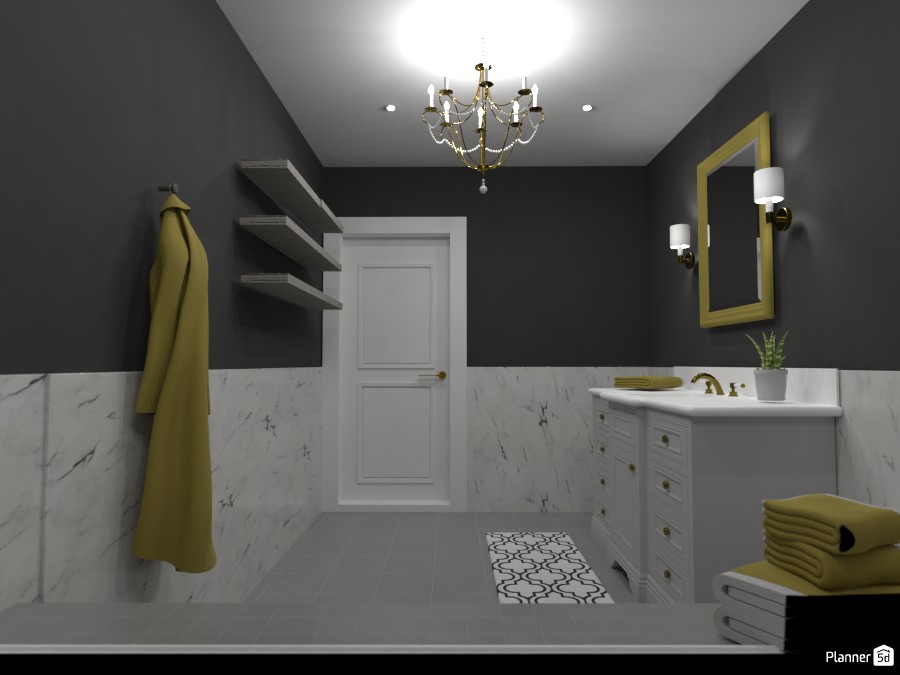 Black, White and Gold bathroom! #4885618 by Doggy