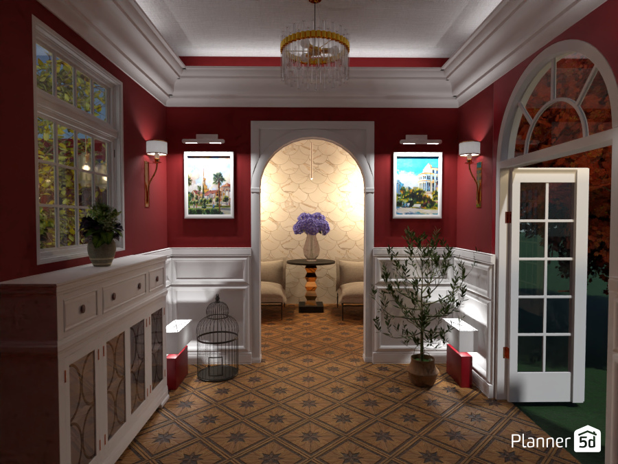 classic red hallway #13382159 by Anna Laros