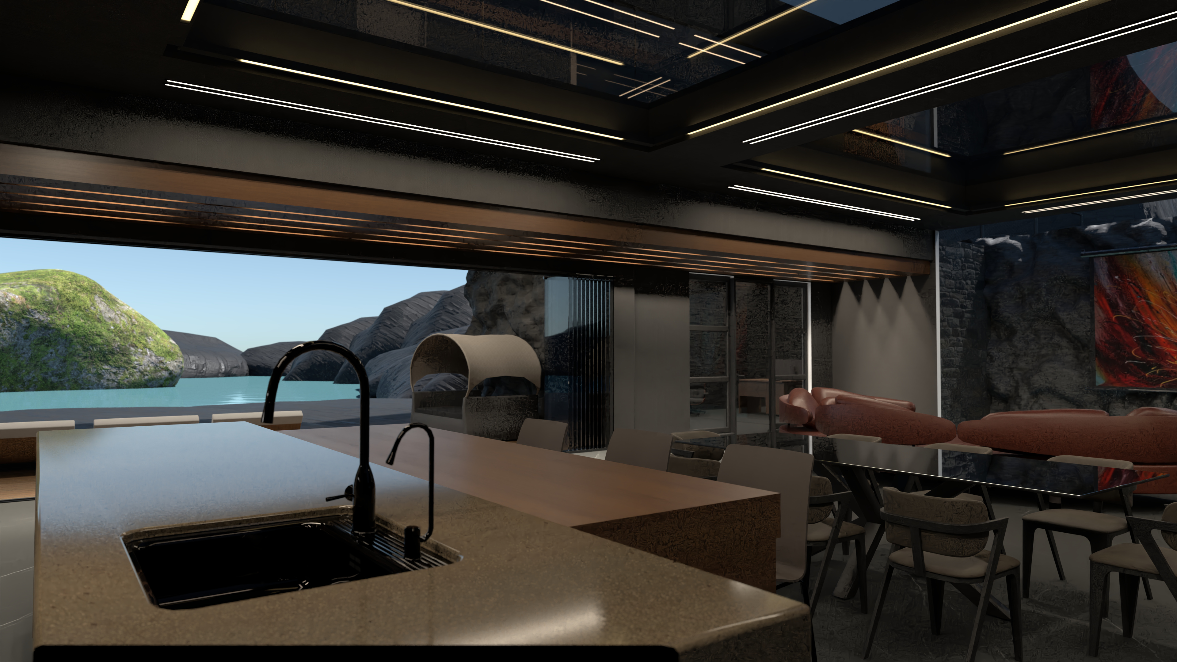 kitchen with glass ceiling #14917195 by Michel