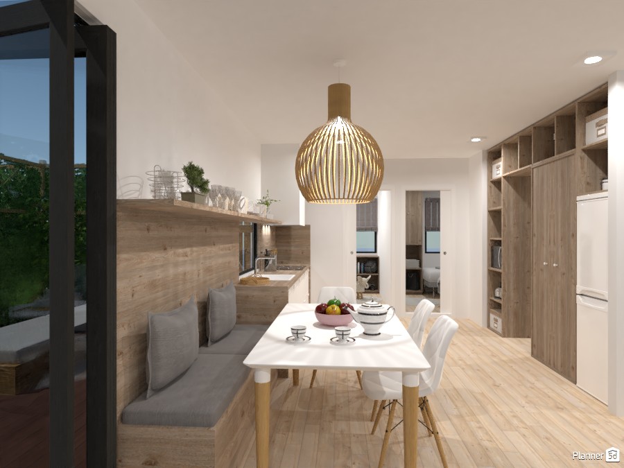 Modular & ecological home - kitchen with dining room #4637544 by Lucija Marko