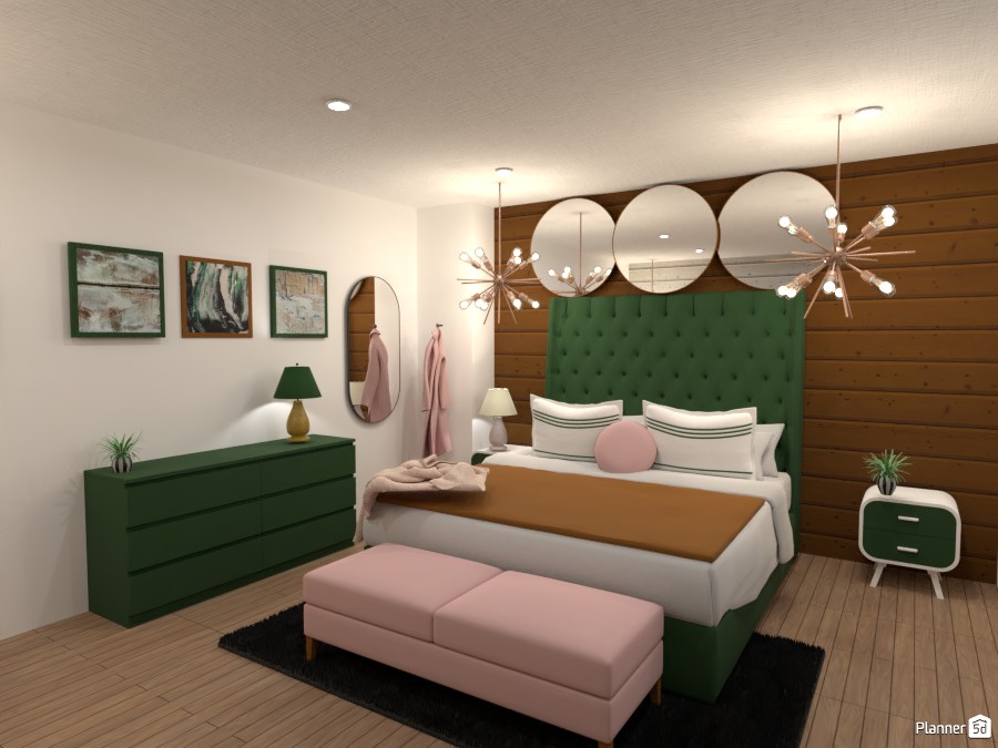 Dark green, gold and, light pink bedroom 4623967 by Anonymous:):) image