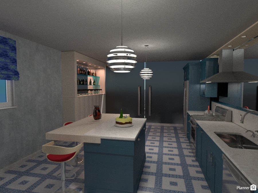 Kitchen with grey mirror splashback #1531047 by Didi