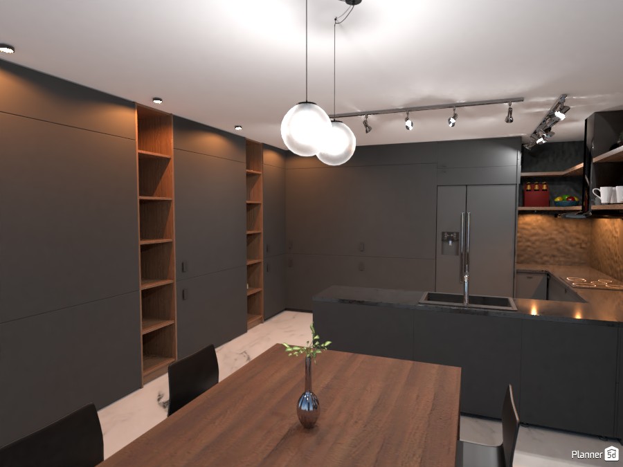 Black & Wood Kitchen #3664430 by rilly