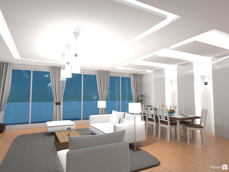 Modern Living room + dining area 2083906 by KHALED image