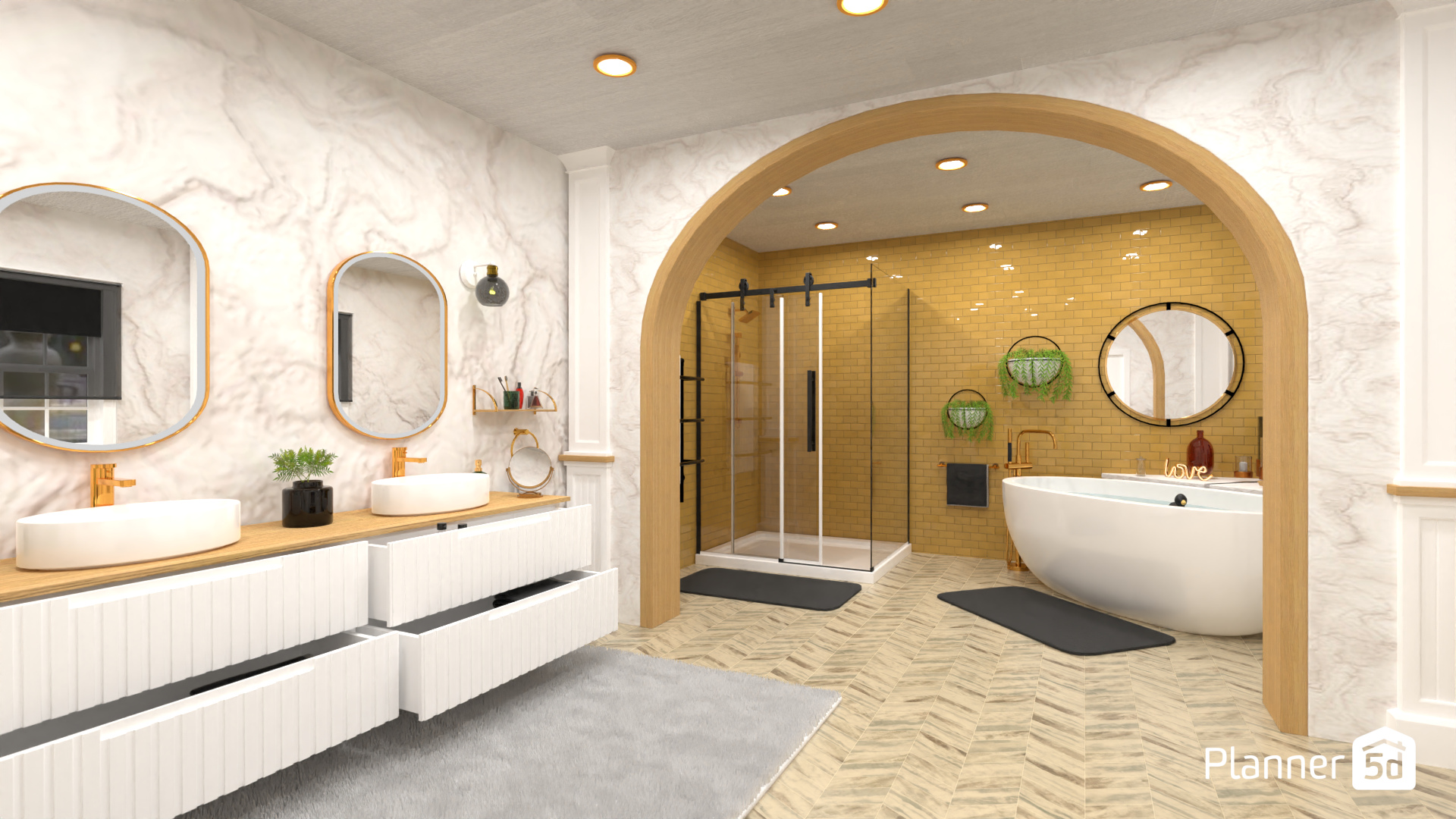 Marble and gold bathroom. #18845736 by Pictur'Ame