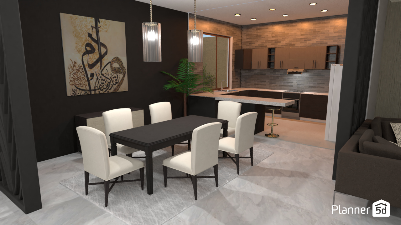 Dining room and kitchen with modern Arab-Islamic-style 6496570 by for design image