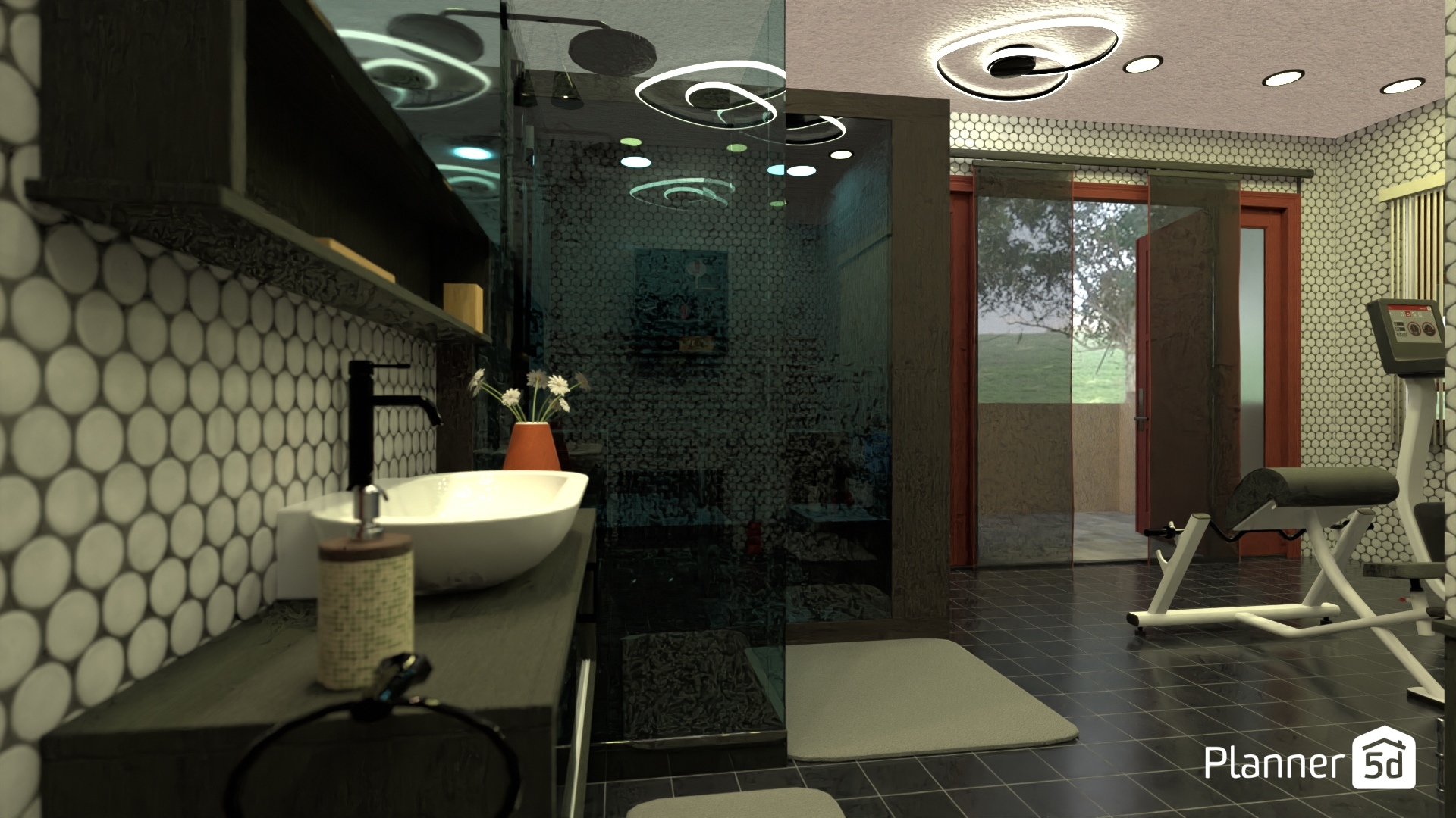 cuarto de baño con gimnasio #27227068 by Yolanda Infante Garrido