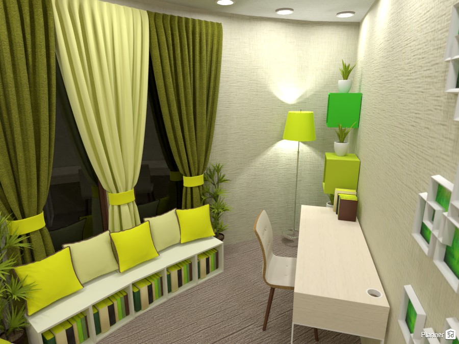 Bedroom in the round house #3747126 by Maryna Denyschenko