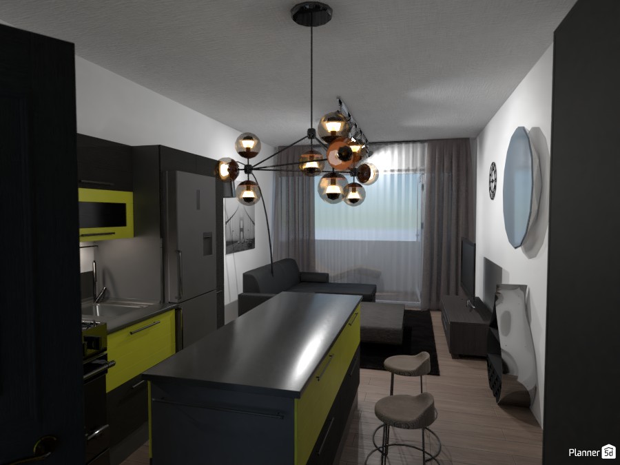 One Bedroom Modern Living Room Layout #3039112 by Kimani