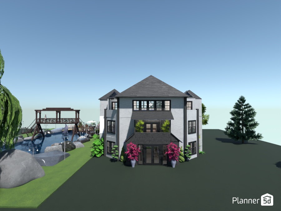 Garden swing home pond bridge #18562970 by Aldona