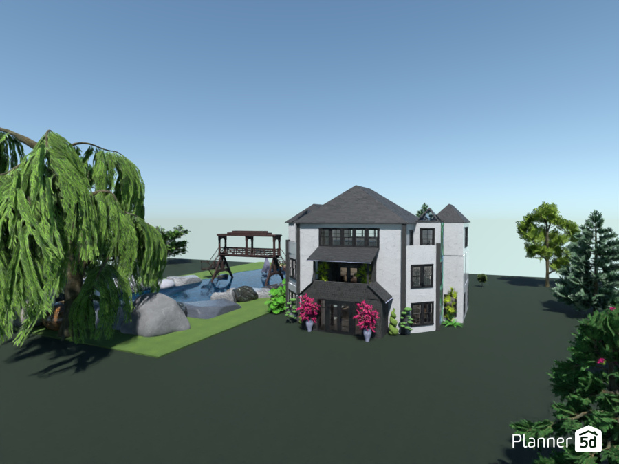 GS home pond bridge side view #18485223 by Aldona