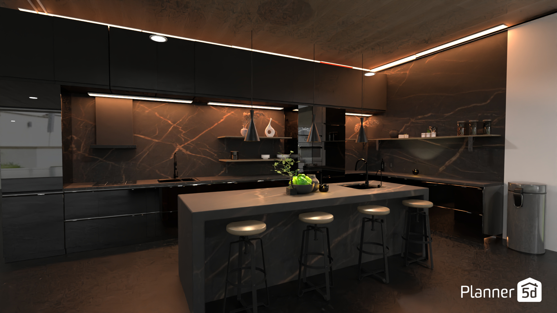dark kitchen modern #20005352 by Annie