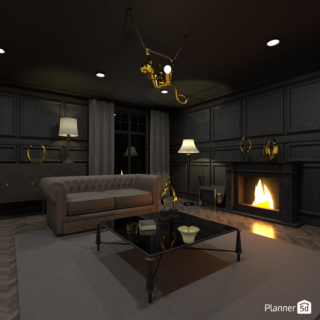 Luxury Royal Dark & Cozy Living Room #8926201 by Monika