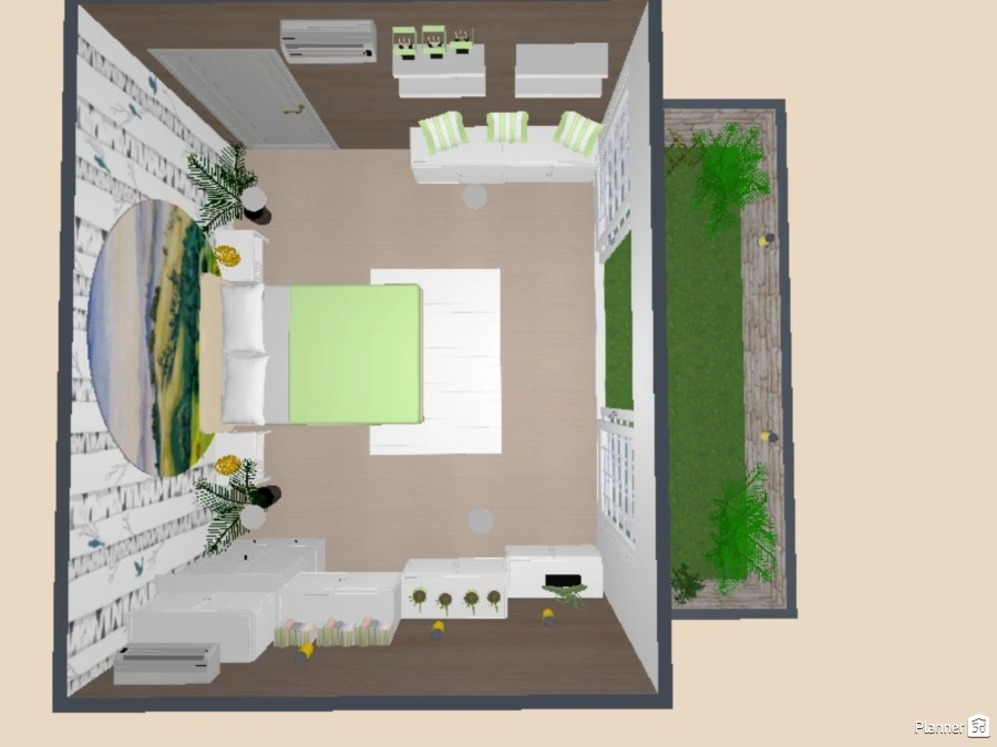 GREEN BED ROOM WITH BALCONY 83582 by Arin image