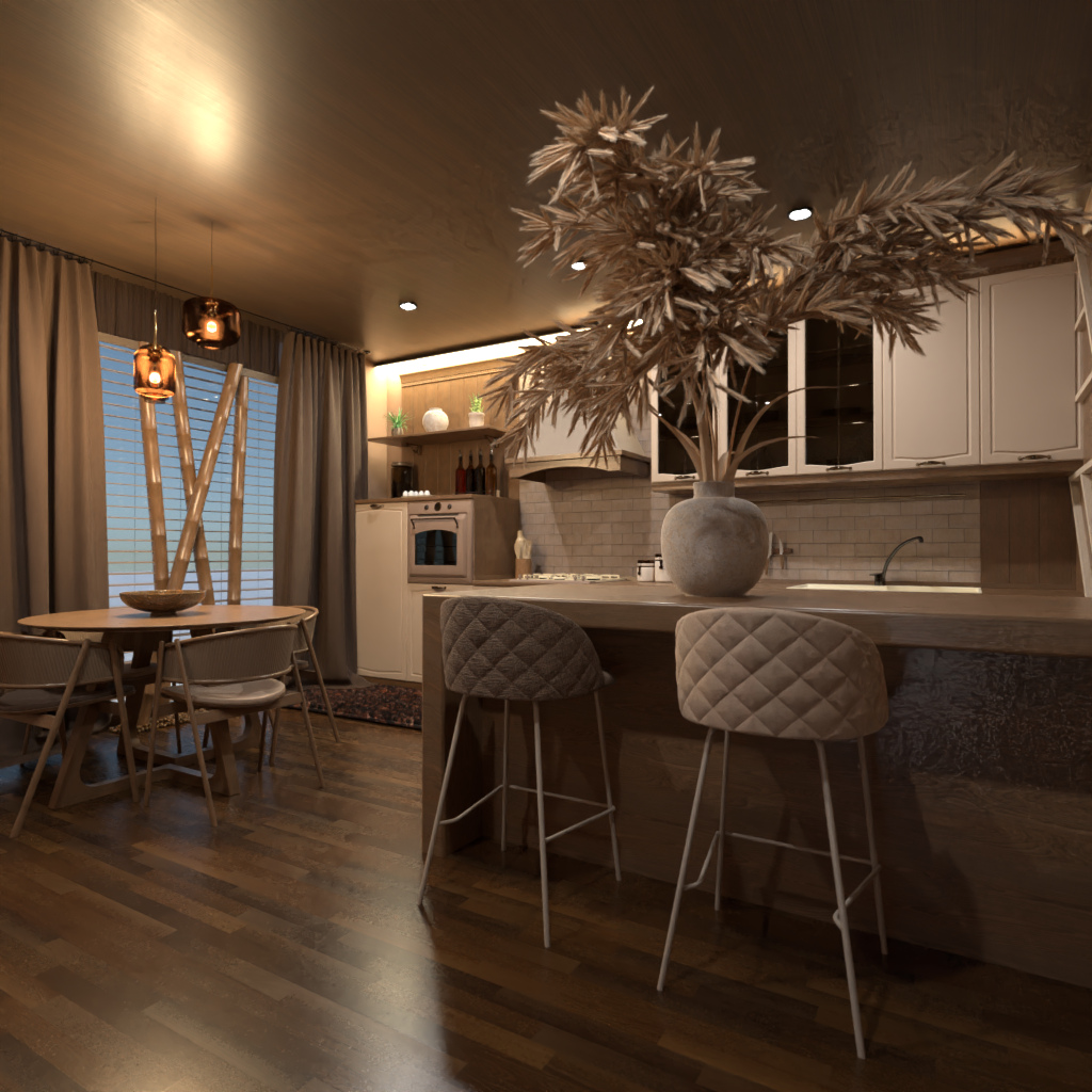 cucina di design in colori marroni