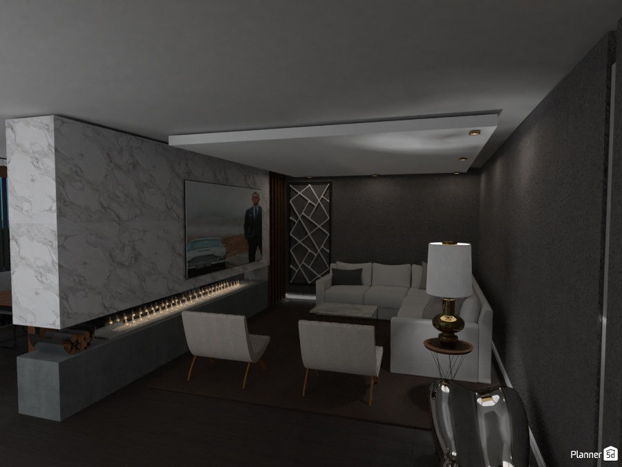 MODERN LIVING ROOM WITH A FIREPLACE #2639613 by Arni