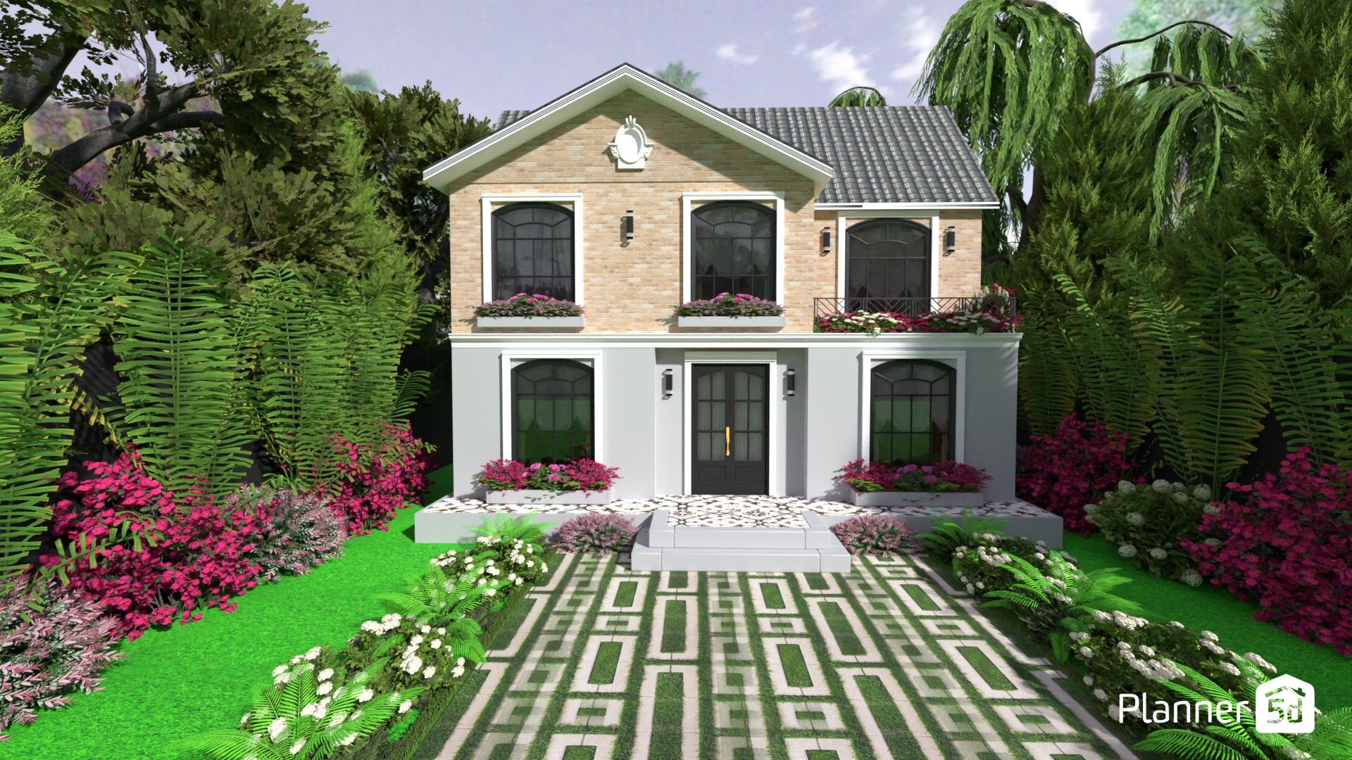 fachada en ladrillo y cemento #30002640 by MariaCris