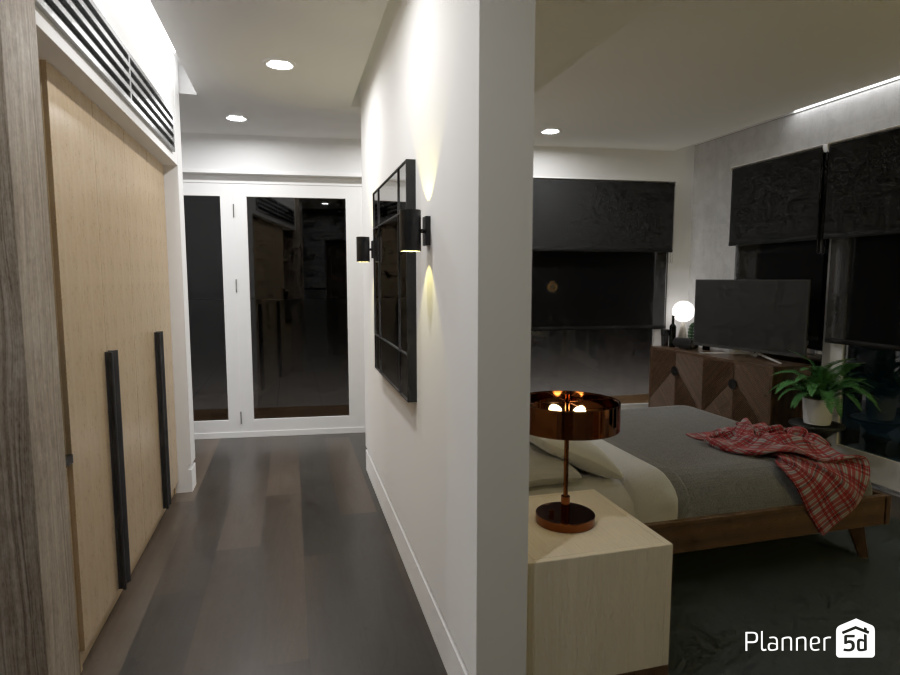 Modern Bachelor Pad Apartment - Walk-in Wardrobe 12569799 by James Atkinson image