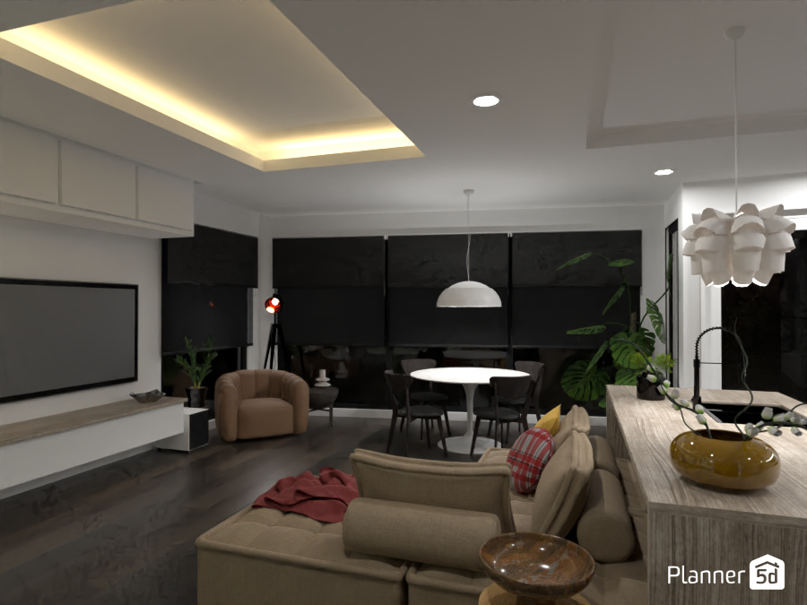 Modern Bachelor Pad Apartment - Kitchen/Living/Dining #12572751 by James Atkinson