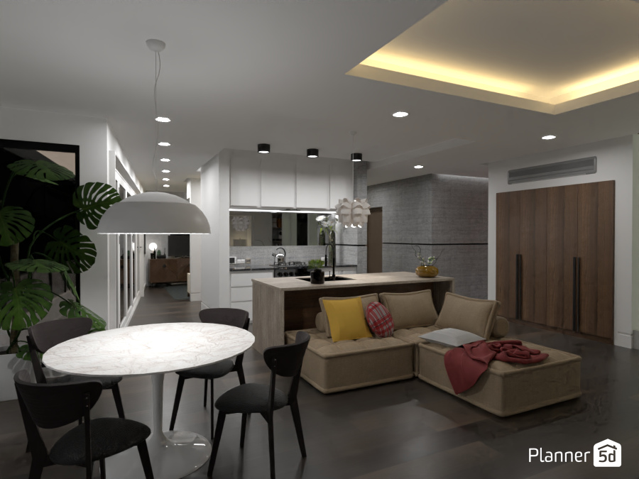 Modern Bachelor Pad Apartment - Kitchen/Living/Dining #12572755 by James Atkinson