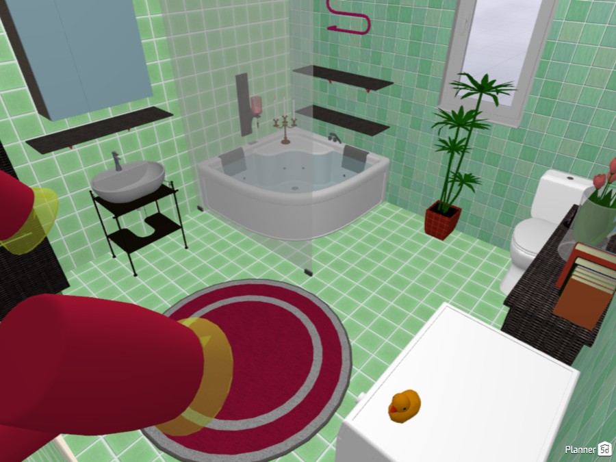 Bathroom In Green And Red 74745 by Milica G. image