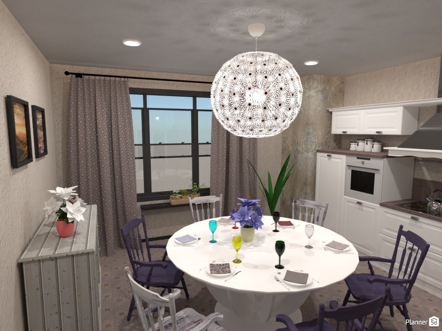 Spring holiday room with a dining table #4087577 by Rita